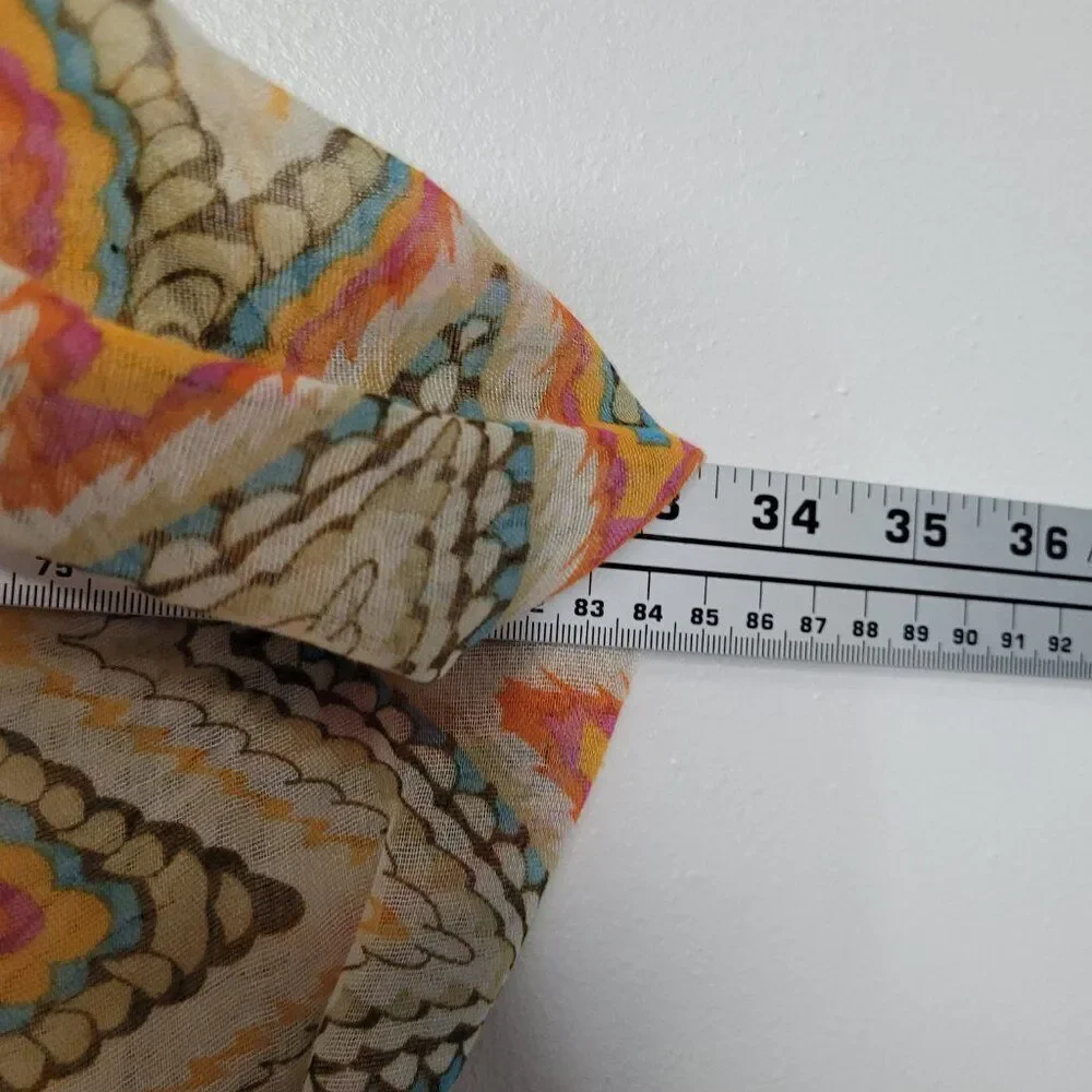 tan brown orange circle abstract geometric print artsy boho scarf